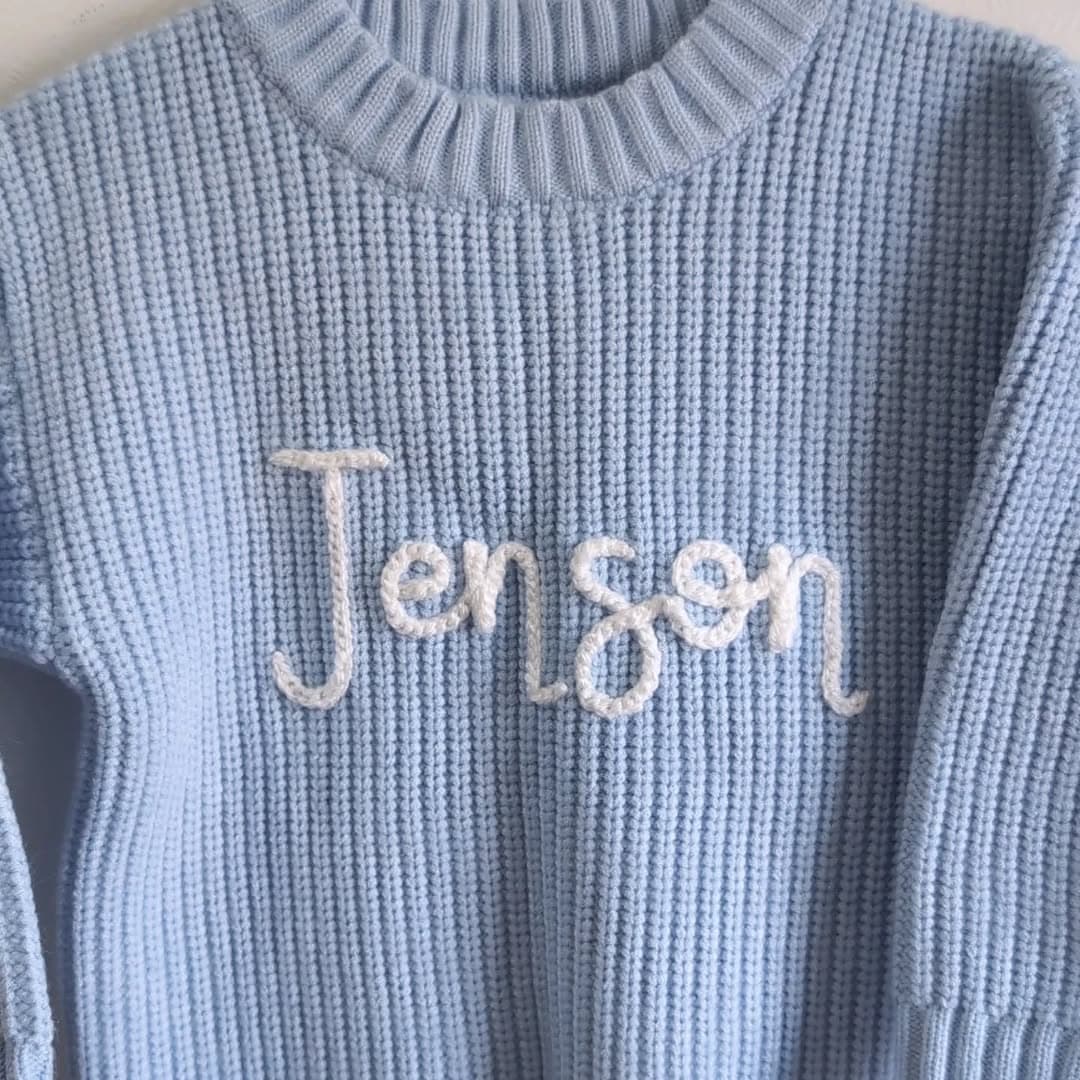 Instagram post: 💙 J e n s o n 💙

Knit Details 
🪡 Baby Blue Knit...